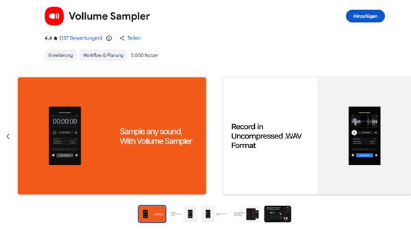 Vollume Sampler Chrome-Erweiterung