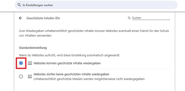 Wiedergabe geschützter Inhalte aktivieren auf Google Chrome
