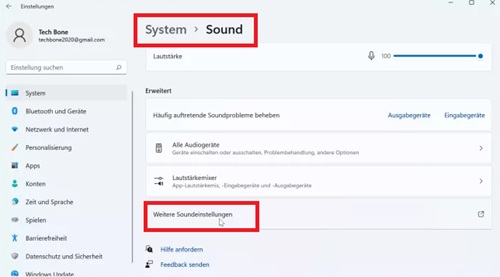Erweiterte Soundeinstellungen Windows 11