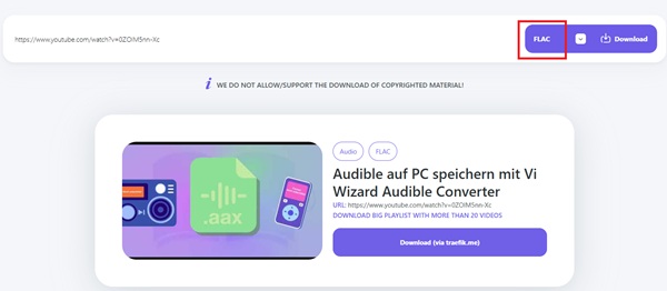 YouTube in FLAC umwandeln mit Y2Down