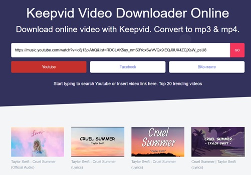 KeepVid YouTube to MP3 Downloader online