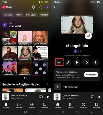 YouTube Music offline hören auf Android
