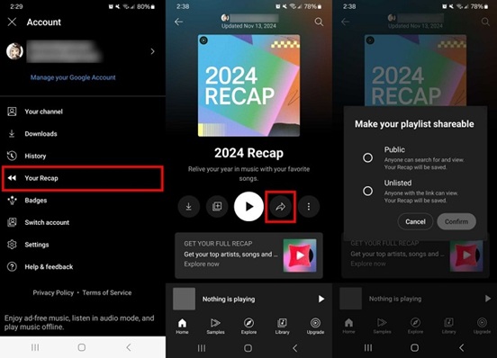 YouTube Music-Playlists auf dem Smartphone teilen
