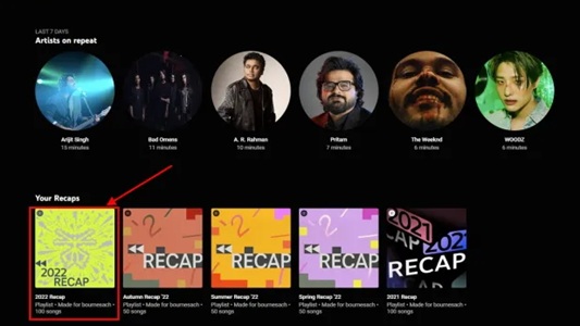 YouTube Music Recap im Browser