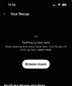 YouTube Music Recap fehlt
