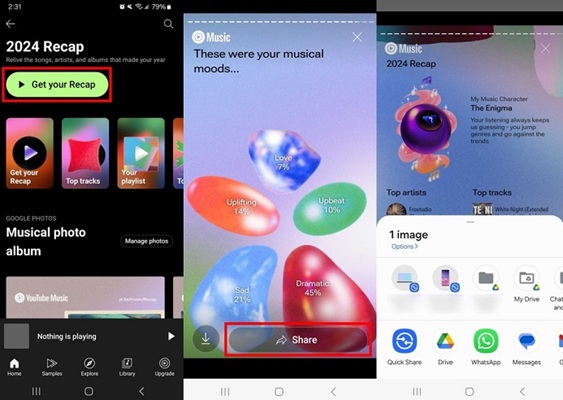YouTube Music Recap Story teilen