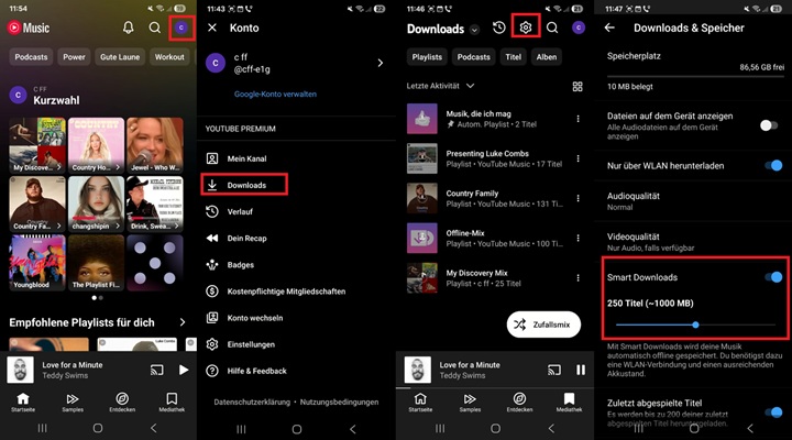 YouTube Music Smart Downloads aktivieren