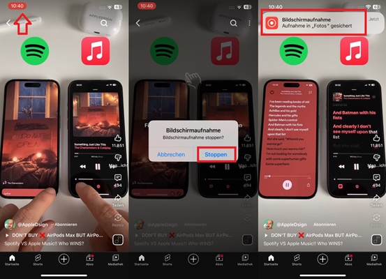 YouTube-Video aufnehmen mit iOS-Bildschirmaufnahme