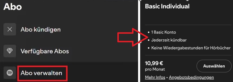 Zu Spotify Basic Individual wechseln