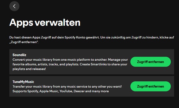 Zugriff auf Spotify-Konto entfernen