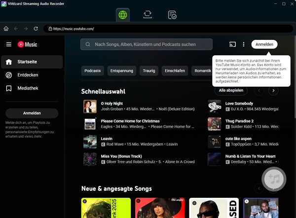Bei YouTube Music anmelden
