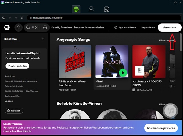 Bei Spotify anmelden