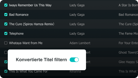 Konvertierte Titel filtern